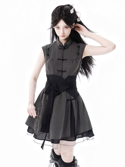 New Chinese Style Mix Slim Skirt Cool Sensation Suit