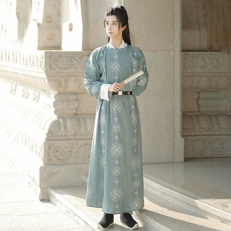 Tang Dynasty Hanfu Men Unisex Round Collar Scholar