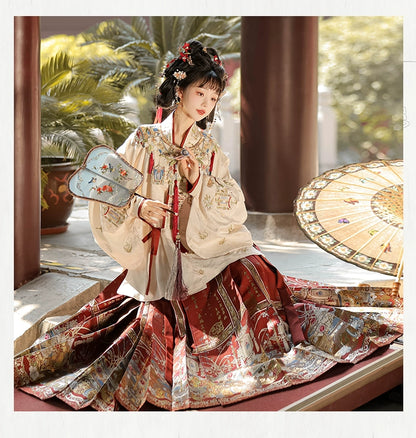 Bestie Series Hundred Scenes Gold Embroidery Hanfu Horse-Faced Skirt