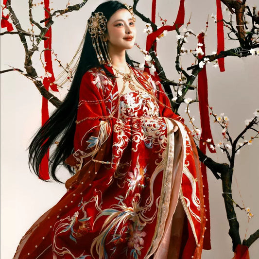 Haute Couture Series Woven Fabric Embroidered Hanfu Qing Huan Royal Phoenix Bride