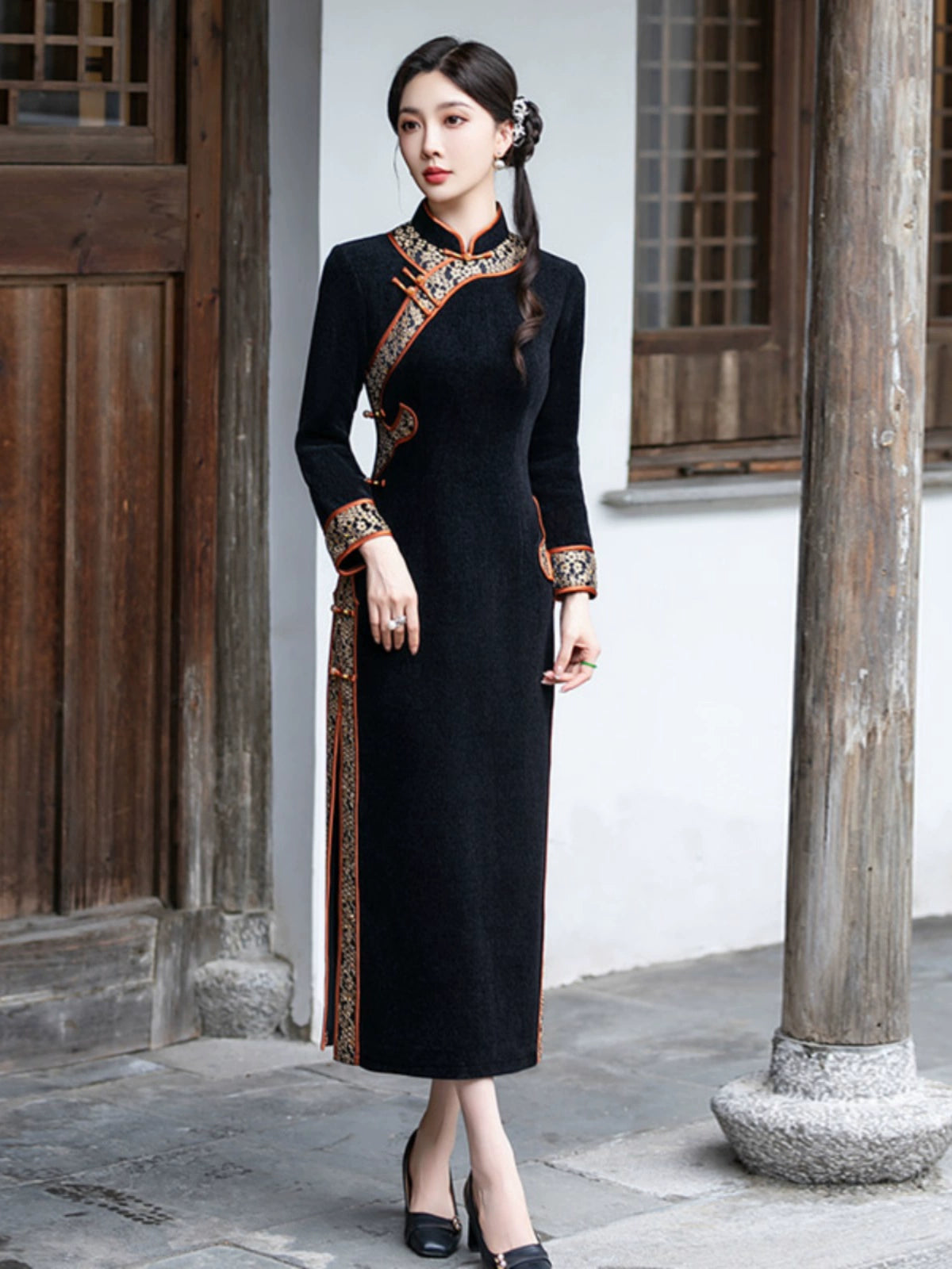 Plus Size Silk Autumn Winter Cheongsam Qipao 19