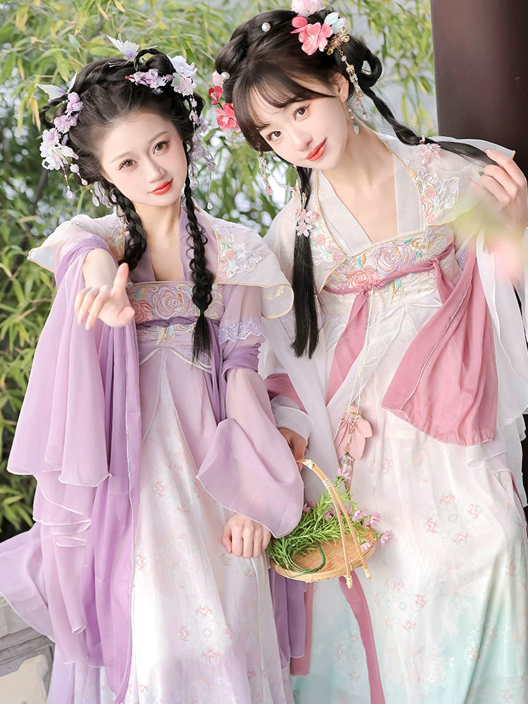 LOOKBOOK SERIES Tang Dynasty White Purple Shirt Hanfu