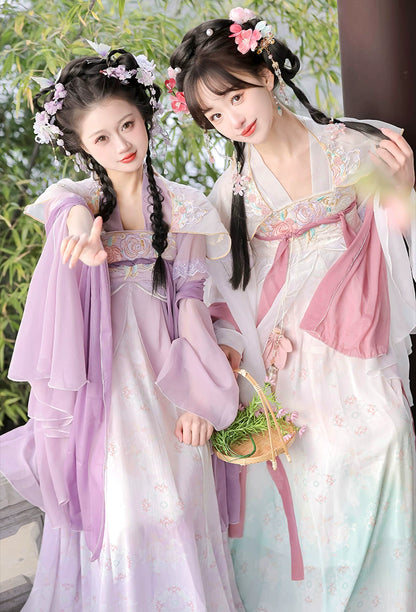 LOOKBOOK SERIES Tang Dynasty White Purple Shirt Hanfu