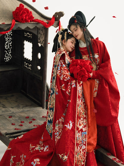 Haute Couture Series Woven Fabric Embroidered Qing Huan Bride Wedding Hanfu