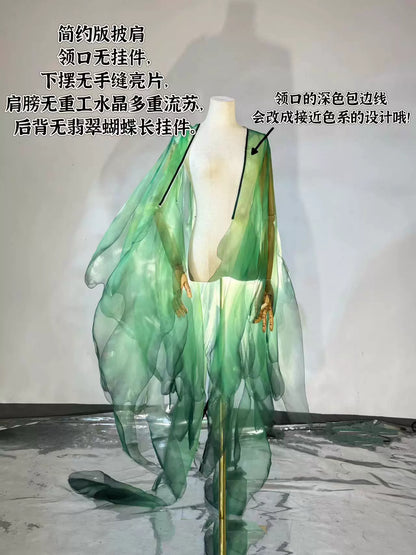 Oriental Aesthetics Series Emerald Butterfly Dancing Hanfu Dress