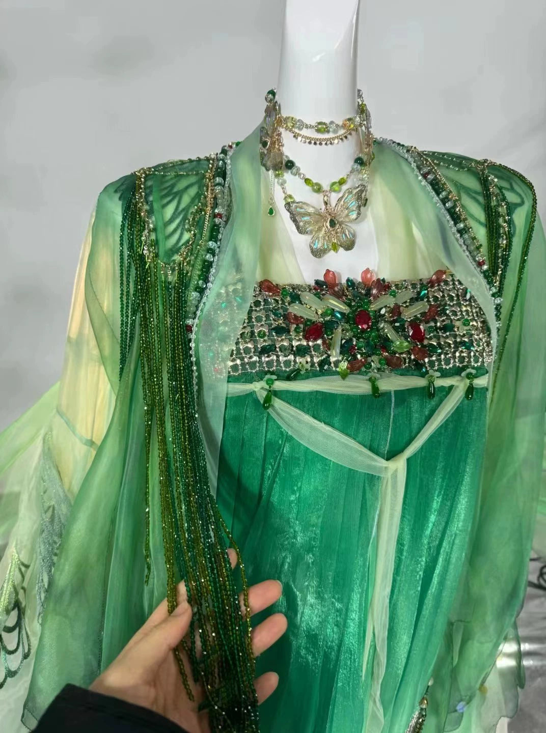 Oriental Aesthetics Series Emerald Butterfly Dancing Hanfu Dress