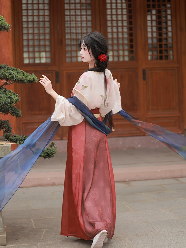 Bestie Series Red Camellia Tang Dynasty Hanfu