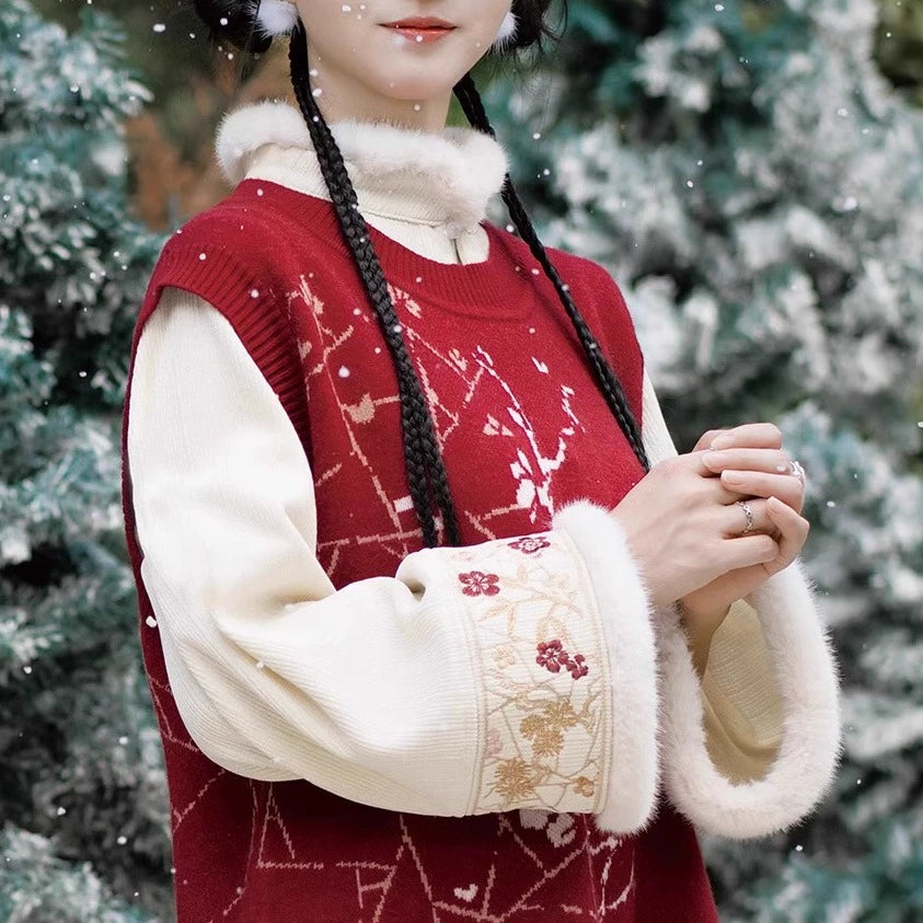 Lookbook Series Ethnic Winter Hanfu Bisque Hong Mei