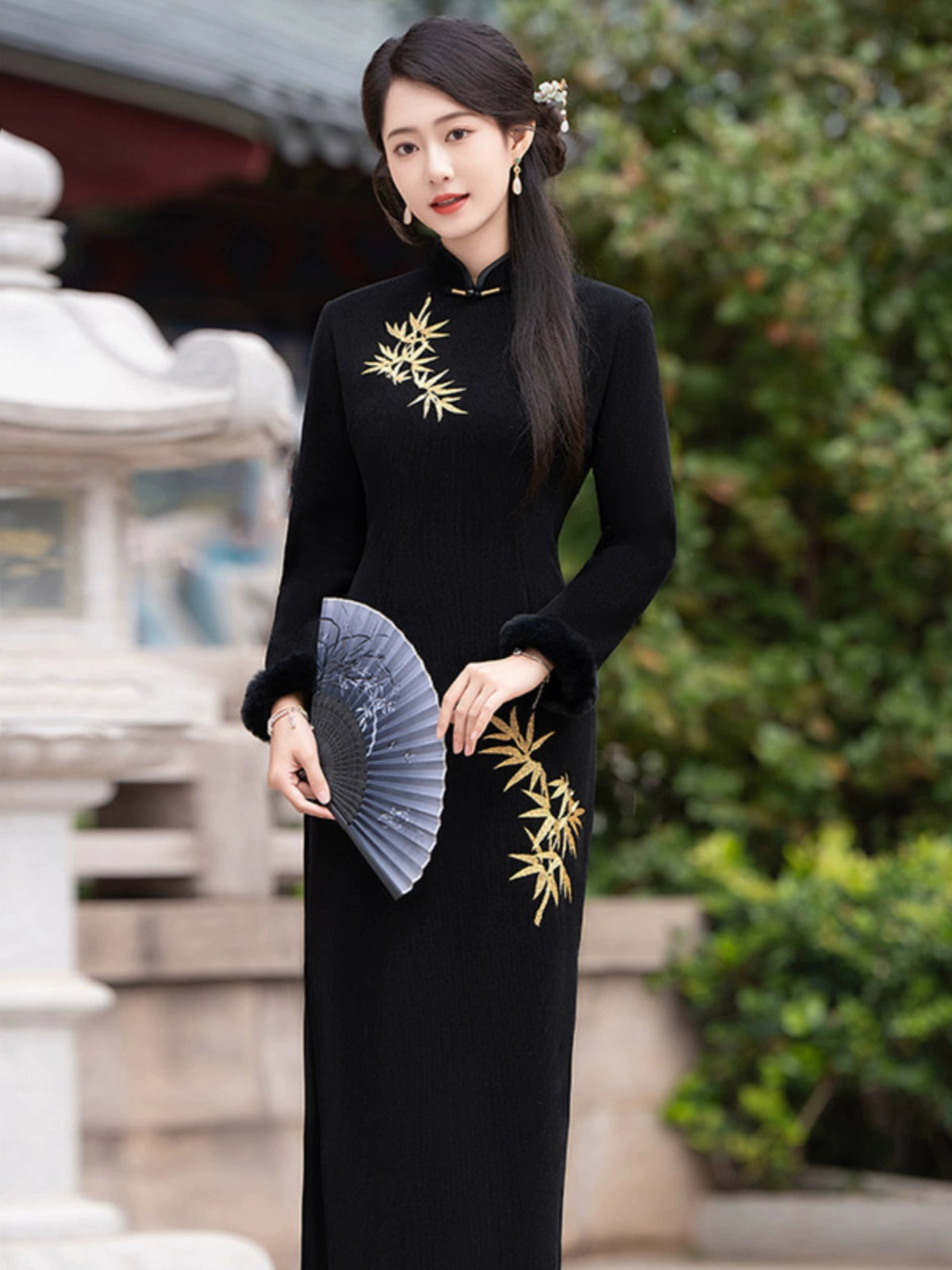 Plus Size Silk Autumn Winter Cheongsam Qipao 15