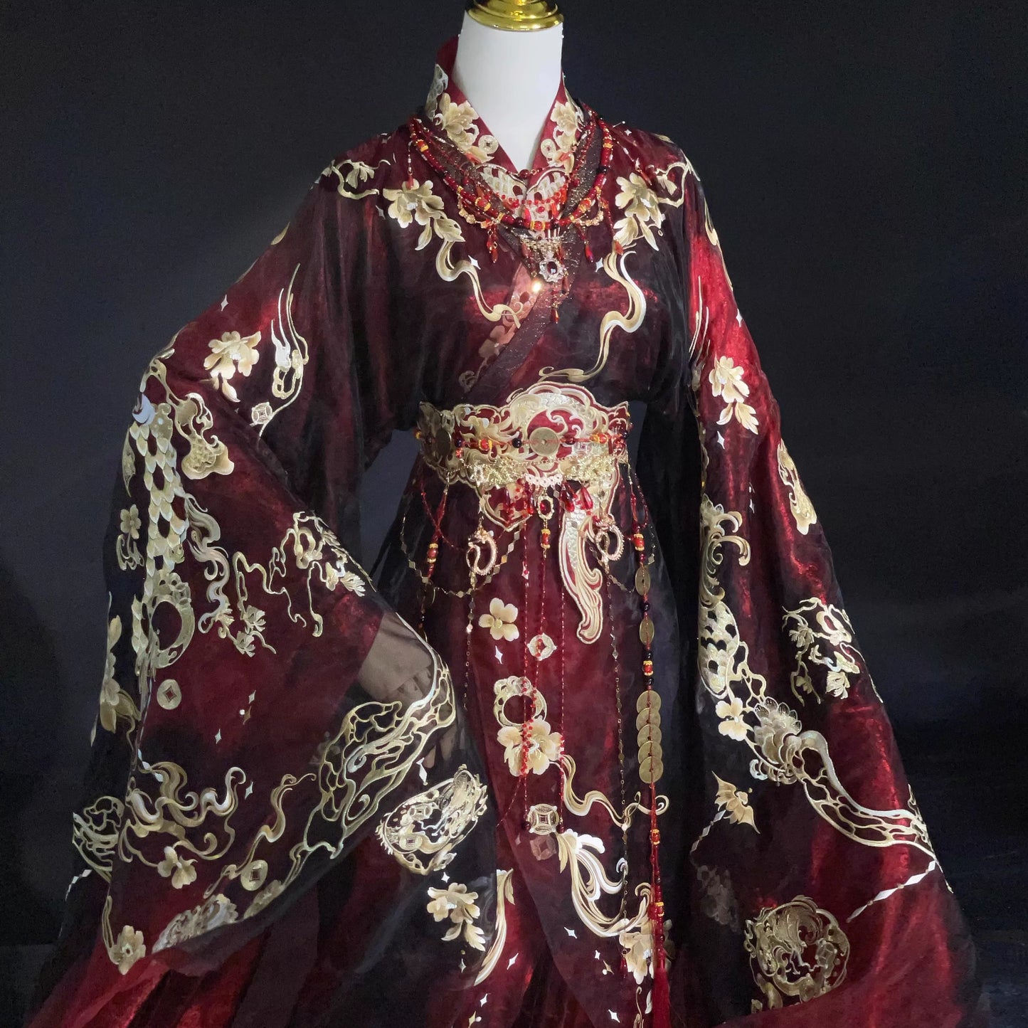 Haute Couture Series Woven Fabric Embroidered Hanfu Qing Huan Meet Dragon Qin