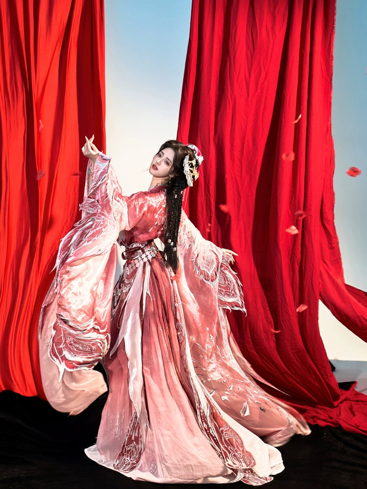 Ethereal Dreamscape Series Supreme Hanfu-Crimson Plumed Moonlight