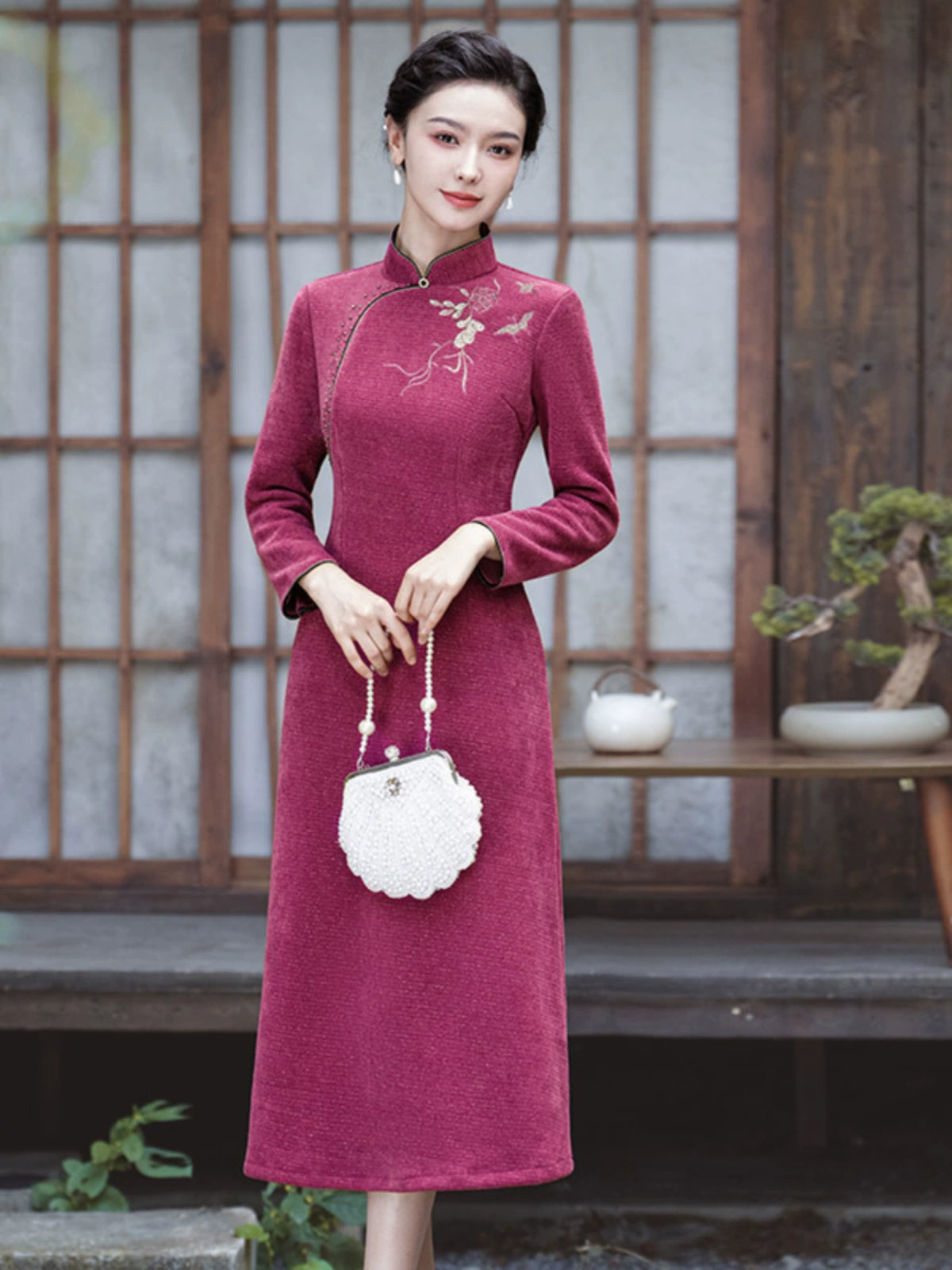 Plus Size Silk Autumn Winter Cheongsam Qipao 26