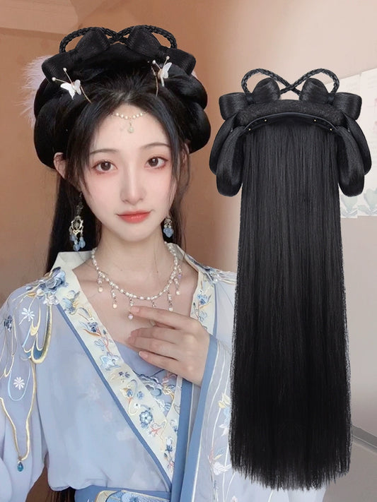 Hanfu Wig Natural Looking Fiber Hair for Women Tang Suit