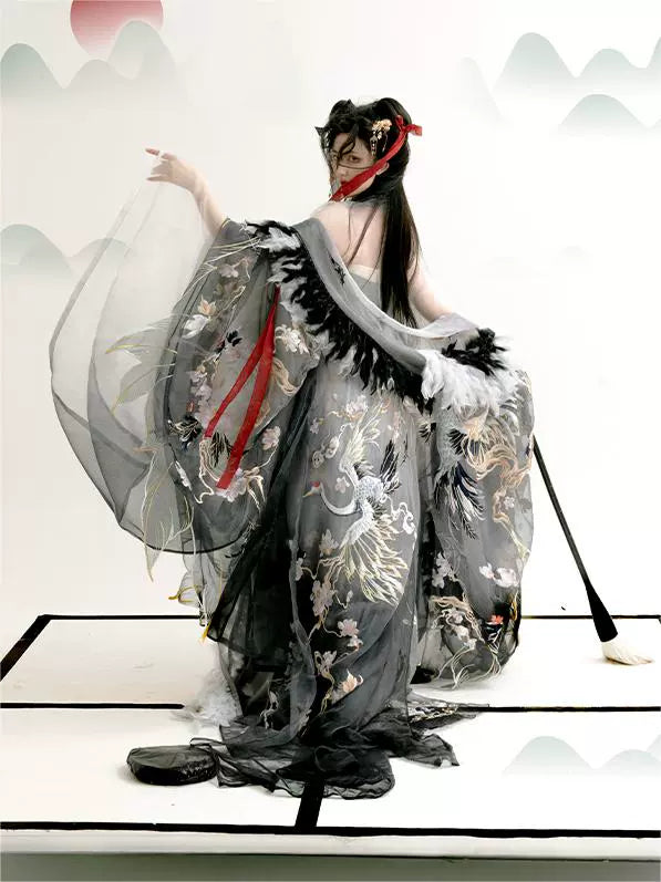 Haute Couture Series Woven Fabric Embroidered Hanfu Qing Huan Crane