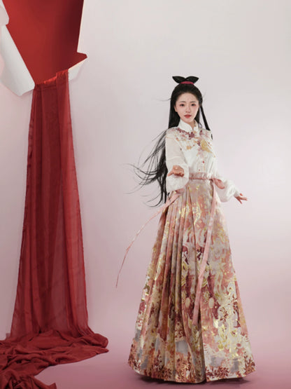 Lookbook Series Yizhige Xiaoqian Gold-Woven Horse-Faced Skirt