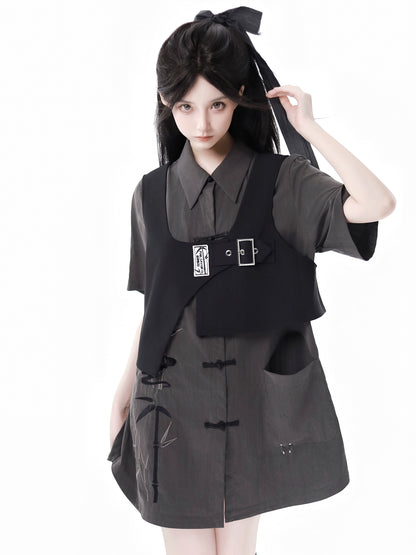 New Chinese Style Mix Slim Skirt Cool Sensation Suit