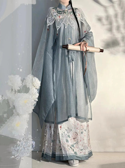 LOOKBOOK SERIES Ming Dynasty Horse Face Skirt Light Blue Set