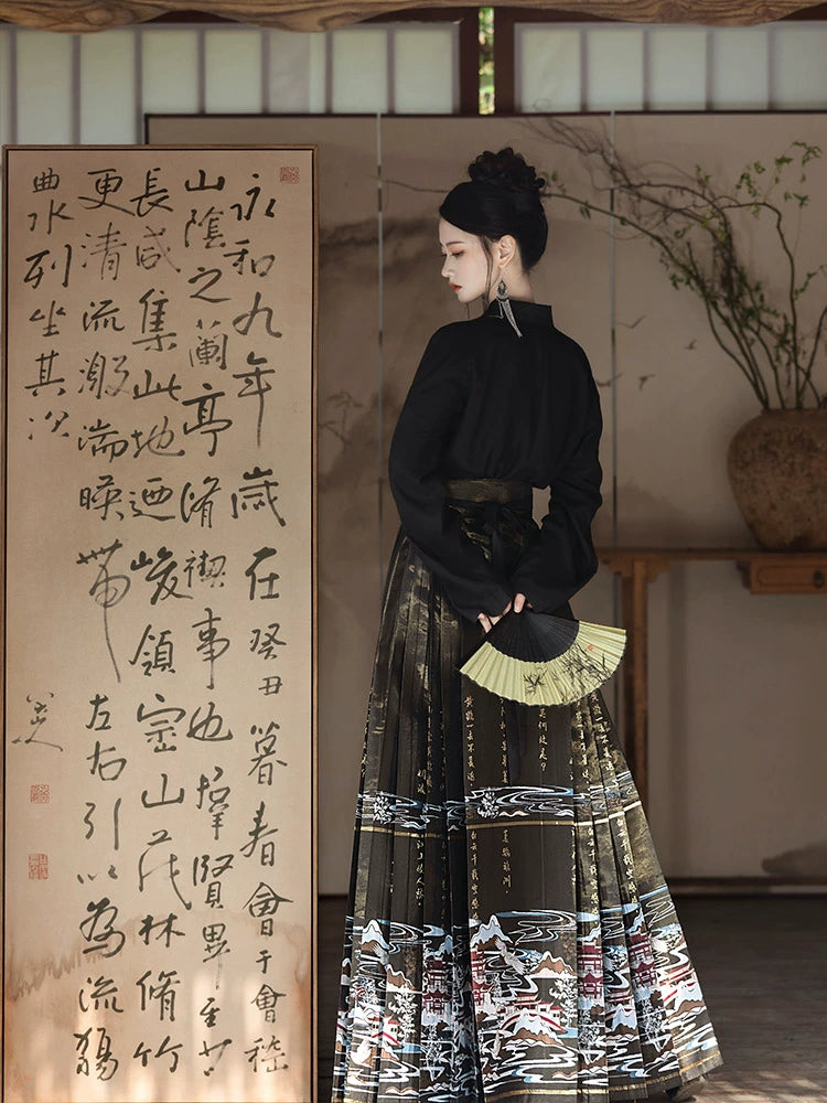 Lookbook Series Han Tang Thousands Of Years Straight Collar Cardigan Horse Face Skirt