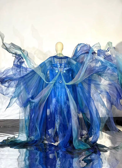 Oriental Aesthetics Series Blue Morpho Hanfu Dress