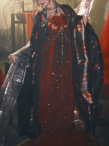 Cloud-Kissing Nature Series Bright Hall Red Han Hanfu