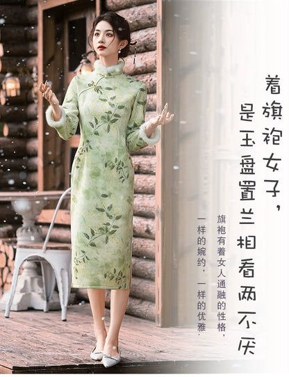 Plus Size Silk Autumn Winter Cheongsam Qipao 5