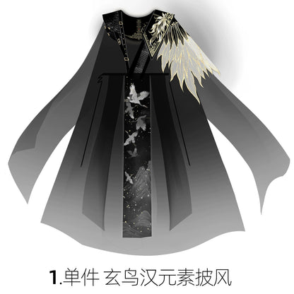 Male Hanfu Tang Dynasty Black Gold Bird