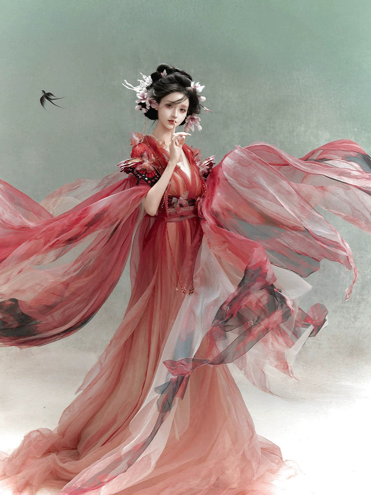 Mythology Series Blush Lepida Embroidered Myrobalan Skirt Hanfu