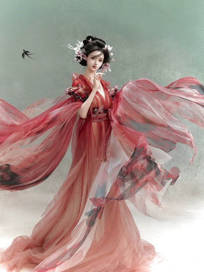 Mythology Series Blush Lepida Embroidered Myrobalan Skirt Hanfu
