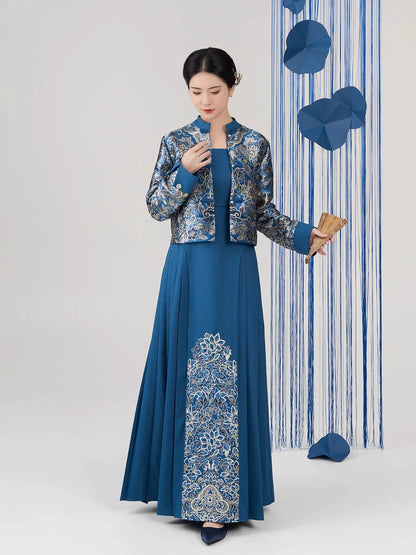 Weaving Modern Hanfu Glazed Blue Branch