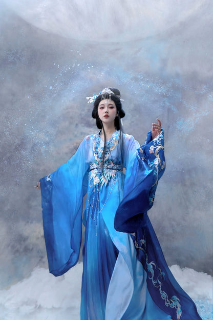 Haute Couture Series Woven Fabric Embroidered Qing Huan Moon Star Goddess Han Hanfu