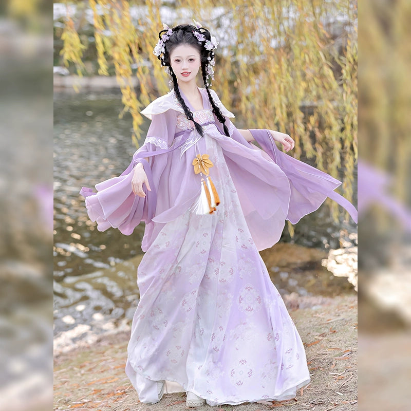 LOOKBOOK SERIES Tang Dynasty White Purple Shirt Hanfu