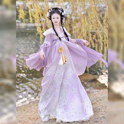 LOOKBOOK SERIES Tang Dynasty White Purple Shirt Hanfu