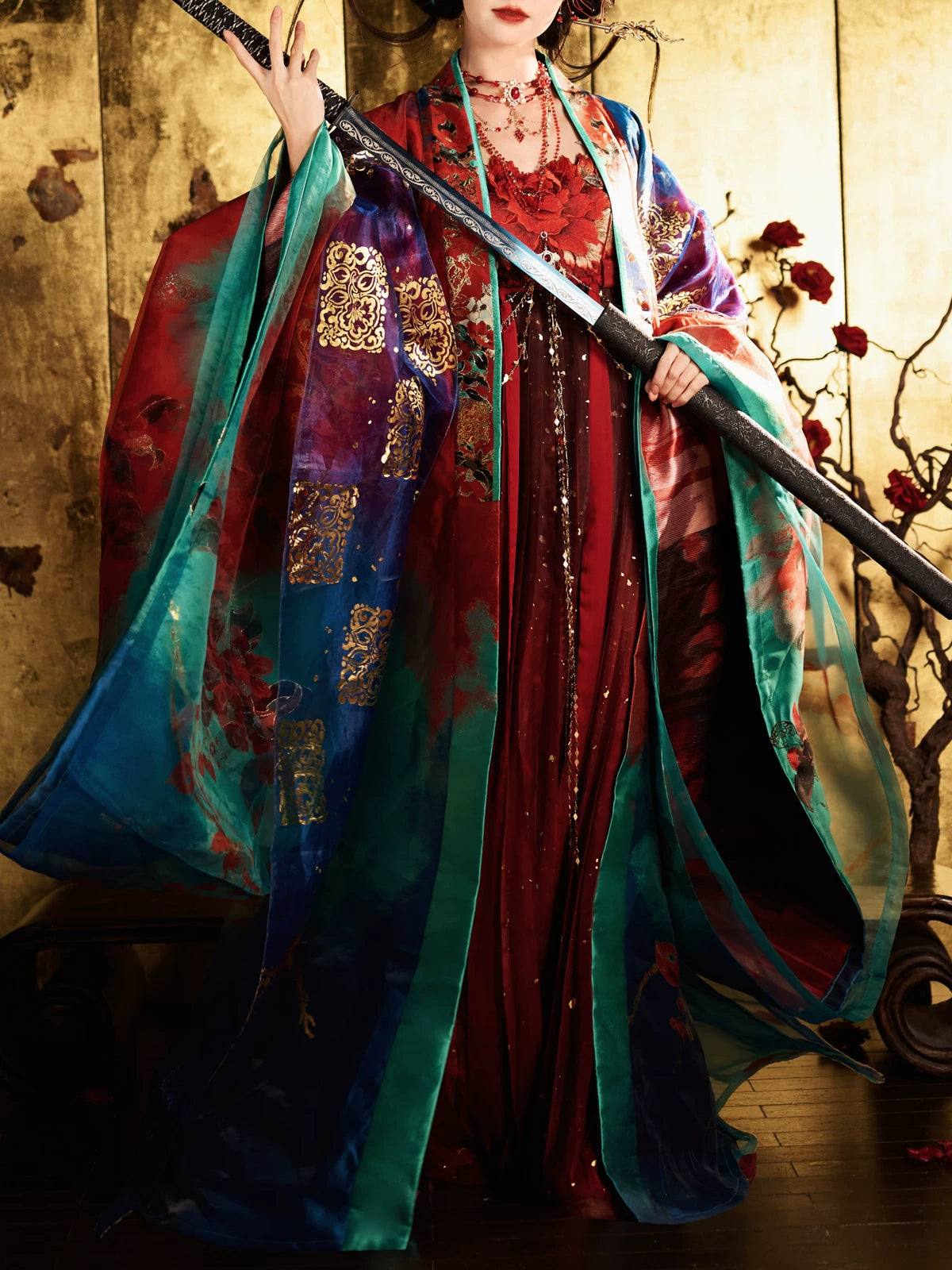 Cloud-Kissing Nature Series Bright Hall Red Han Hanfu