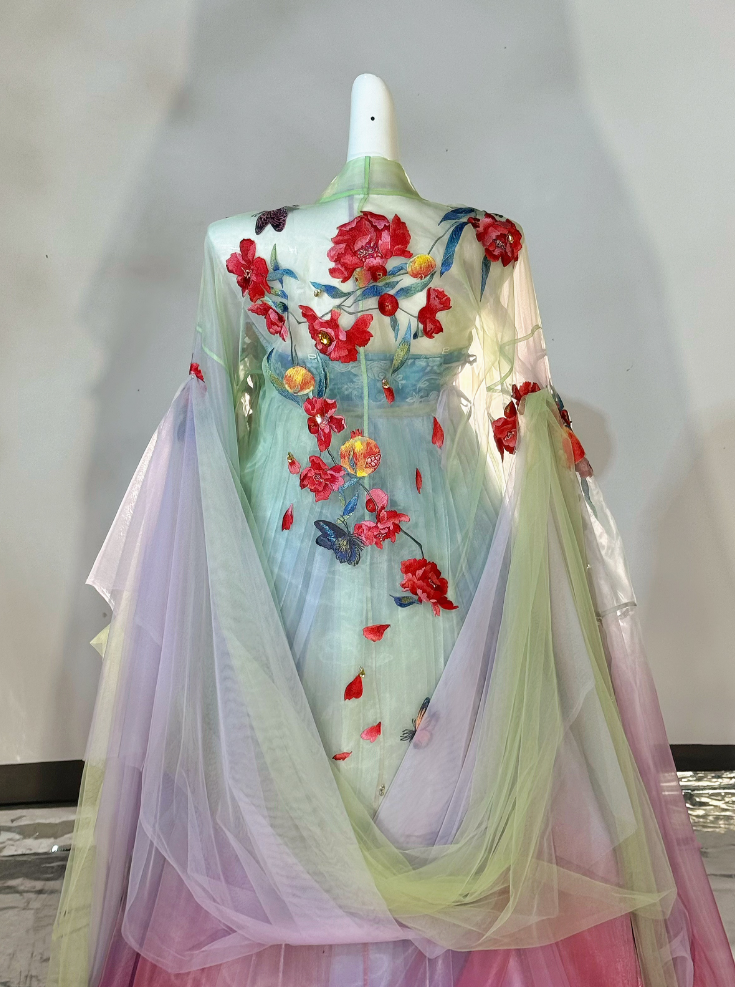 Oriental Aesthetics Series Pomegranate Flowers Dancing Hanfu Dress