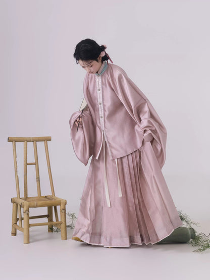 Shangyao Retreat Series Pink Dark Pattern Yarn Ming Hanfu