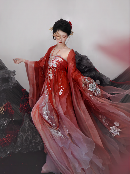 Haute Couture Series Woven Fabric Embroidered Qing Huan Phoenix Tang Hanfu