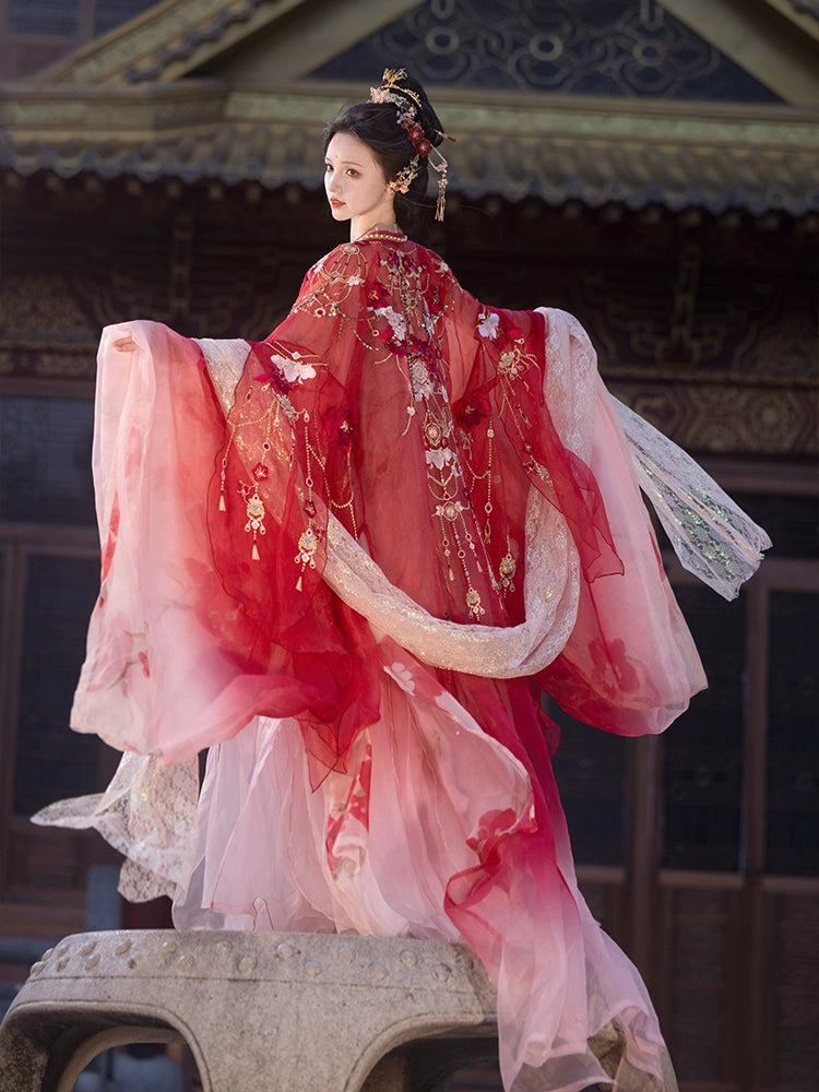 chinese ancient dress HanfuConcubine's Smile| Tang Chest-Length skirt This set includes a sprout green Hanfu clothing costume Ancient Chinese Traditional Dress Women's