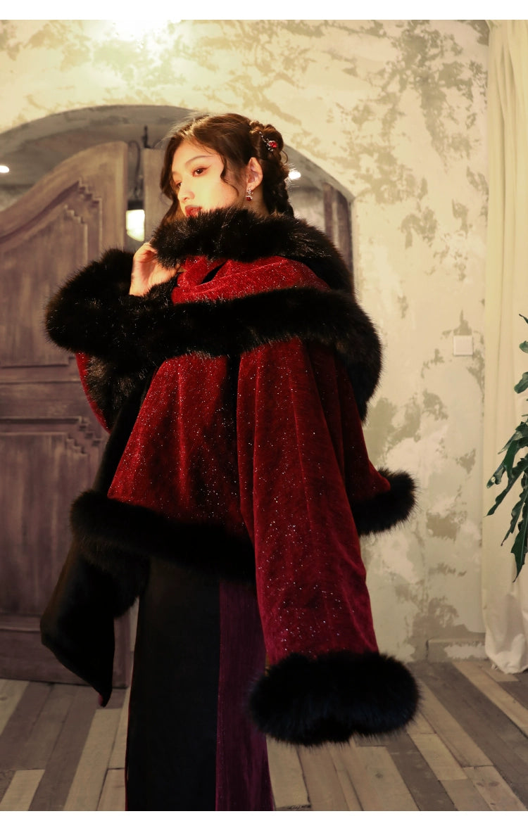 New Chinese Style Velvet Silk Cheongsam Winter Coat