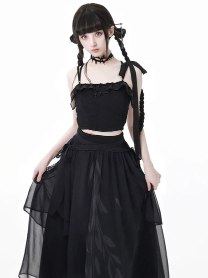 New Chinese Style Mix Slim Skirt Willow Suit