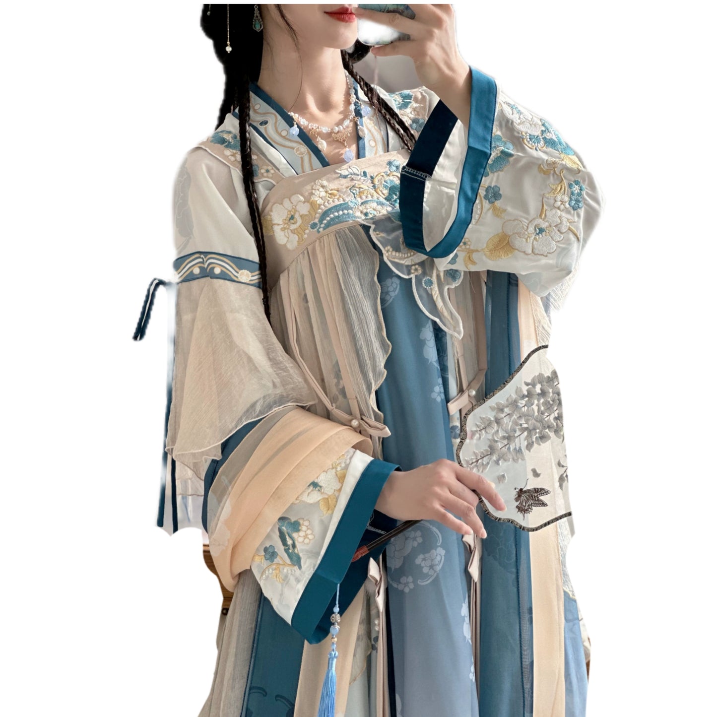 LOOKBOOK SERIES Tang Dynasty Green Blue Shirt Hanfu