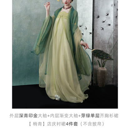 Shangyao Retreat Series Cyan Gradient Song Hanfu