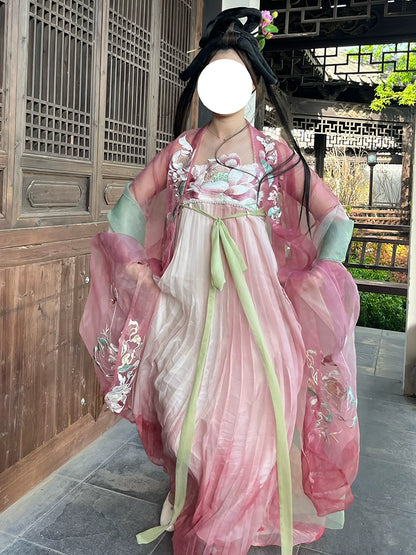 Lotus Hanfu Improved summer style Myrobalan Skirt