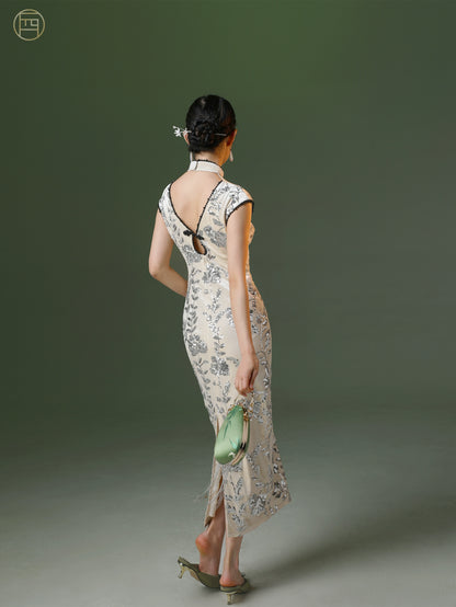 New Chinese Style Velvet Silk Cheongsam Qipao Floating Light