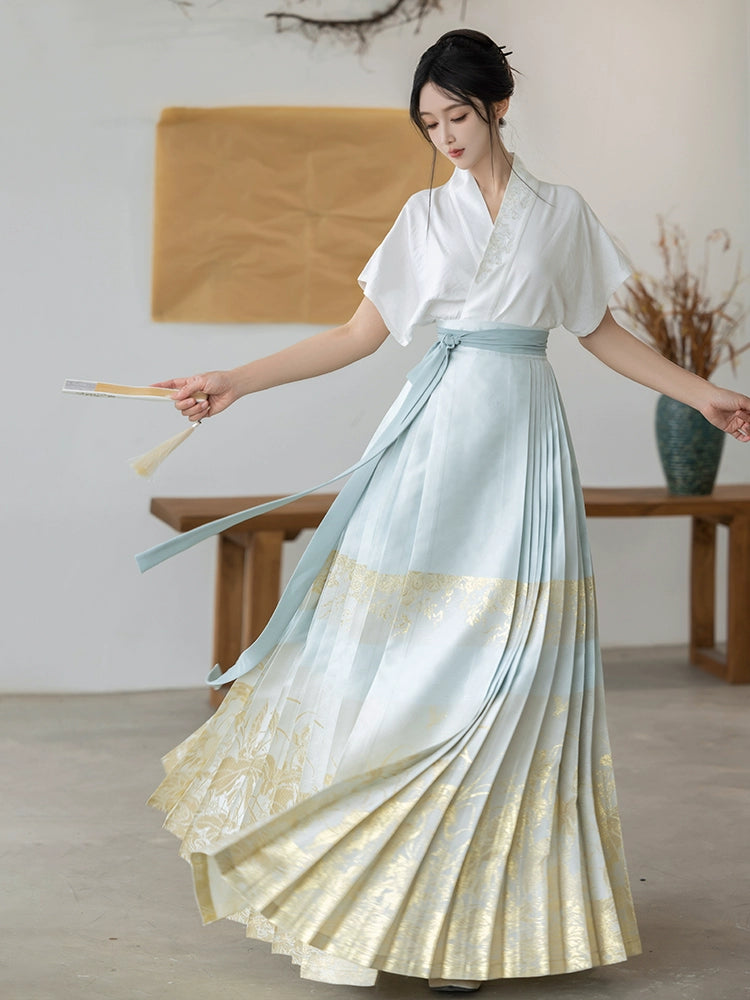 Dreams Lian Sheng Gold-Woven Horse-Faced Skirt