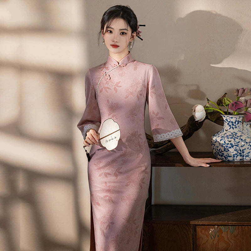 Plus Size Silk Autumn Cheongsam Qipao 32