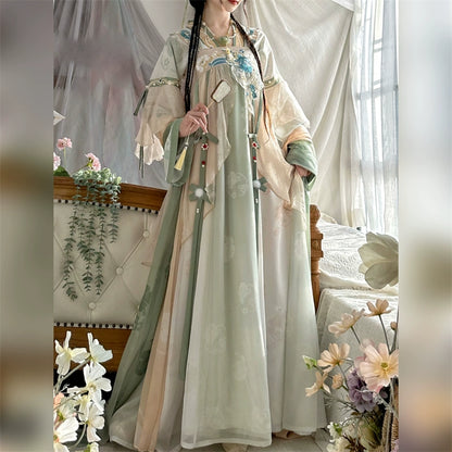 LOOKBOOK SERIES Tang Dynasty Green Blue Shirt Hanfu