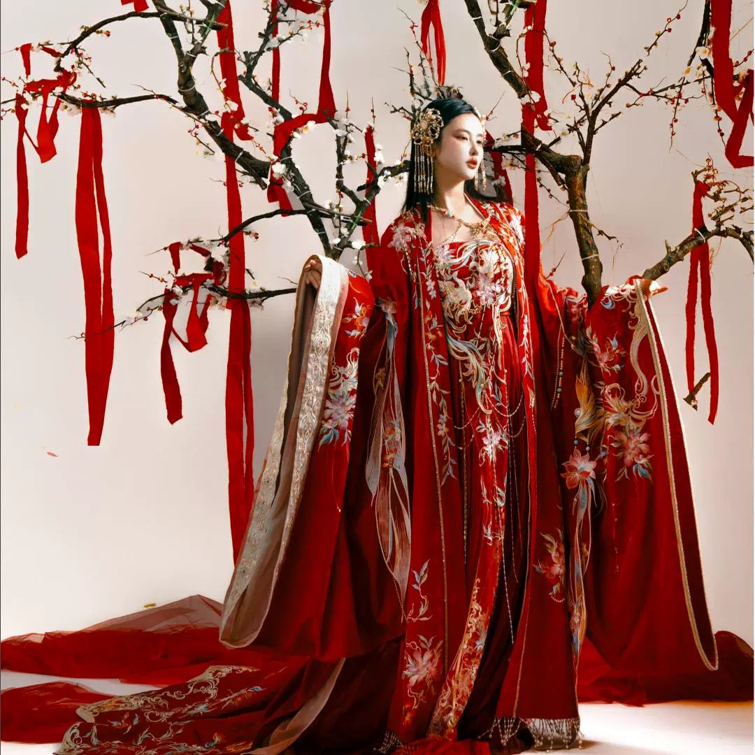 Haute Couture Series Woven Fabric Embroidered Hanfu Qing Huan Royal Phoenix Bride