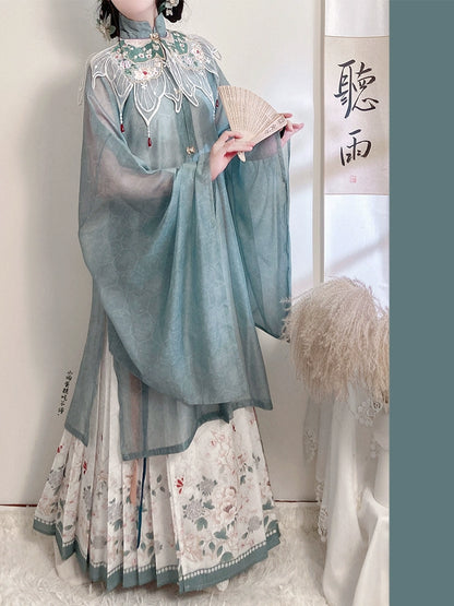 LOOKBOOK SERIES Ming Dynasty Horse Face Skirt Light Blue Set