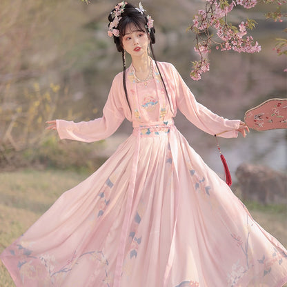 Wedding Hanfu women Pink embroidery Waist-length skirt Song Dynasty