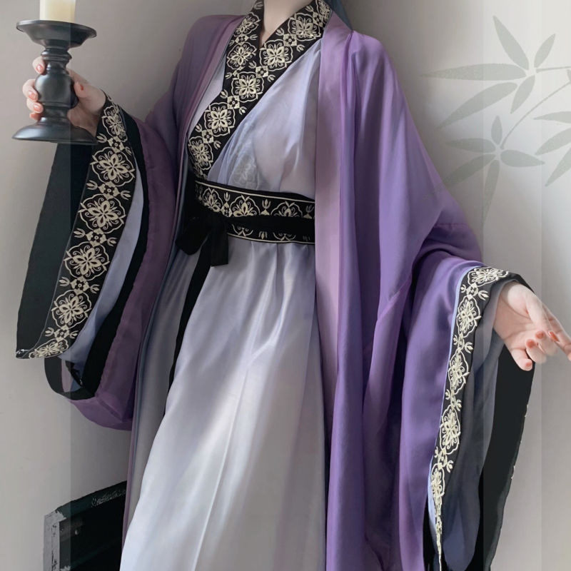 Wei Jin 诗韵 Unisex Hanfu Straight hem Big sleeve shirt